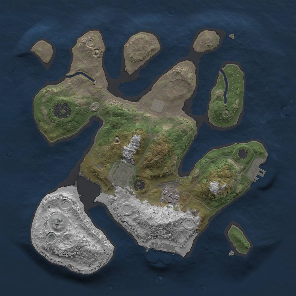 Rust Map: Procedural Map, Size: 2640, Seed: 2147483647, 9 Monuments