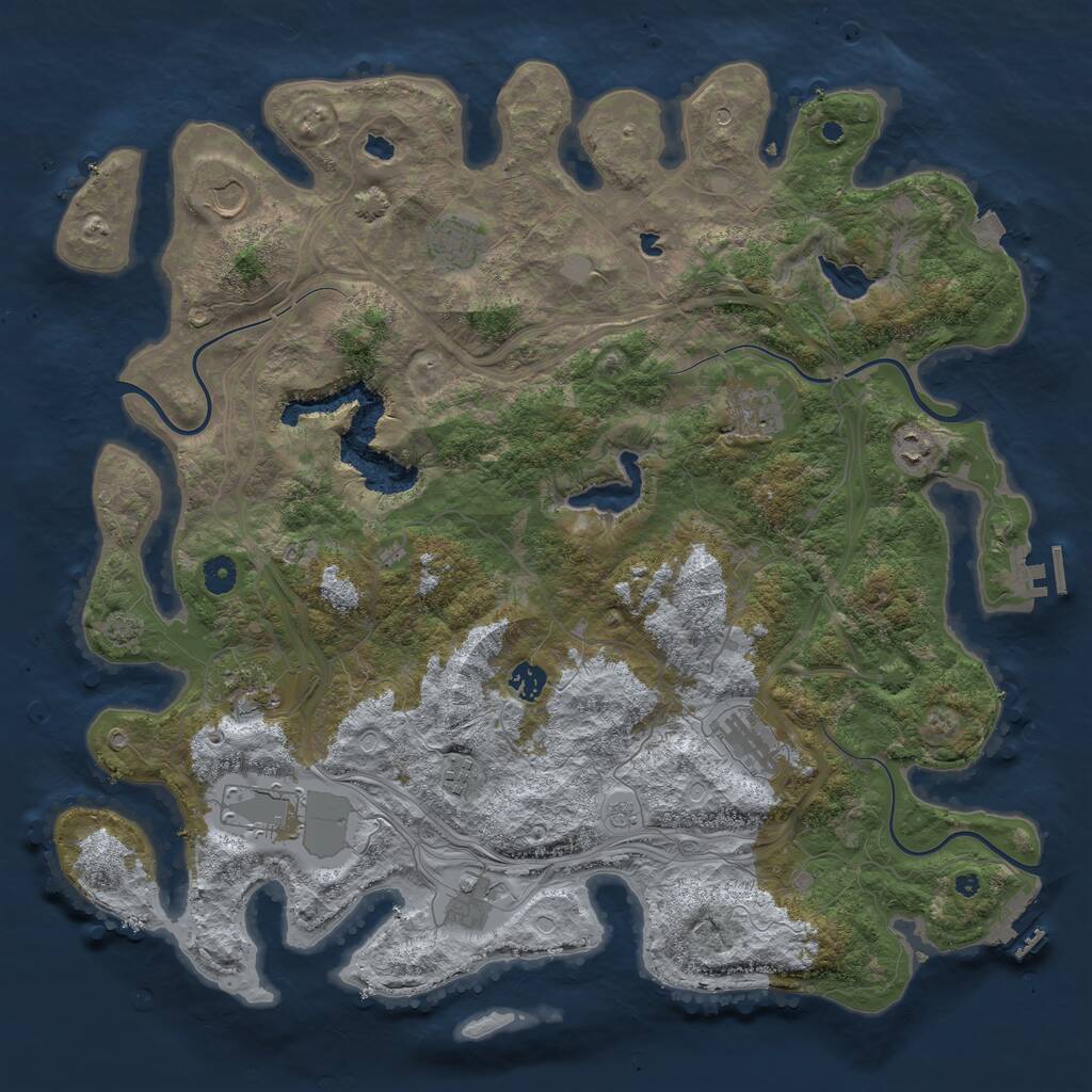 Rust Map: Procedural Map, Size: 4500, Seed: 90584064, 16 Monuments