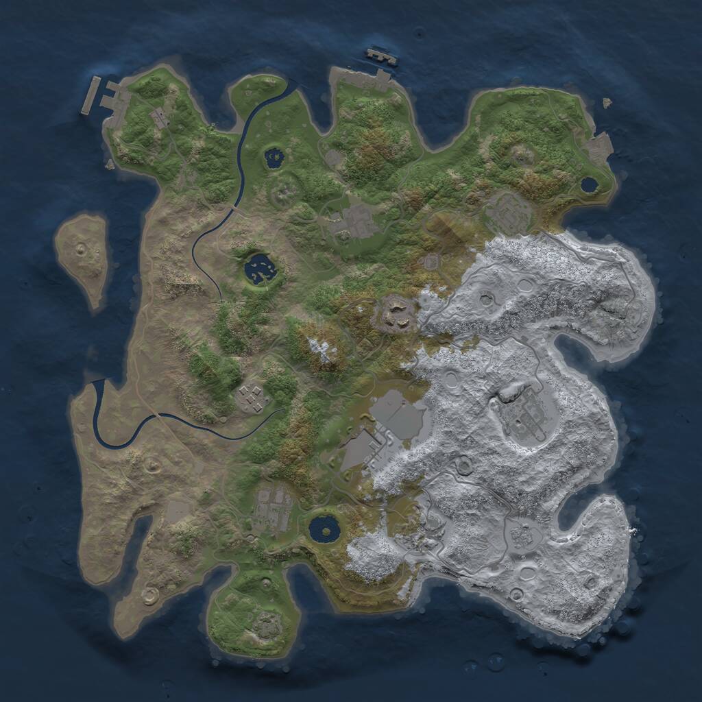 Rust Map: Procedural Map, Size: 3550, Seed: 875771, 15 Monuments