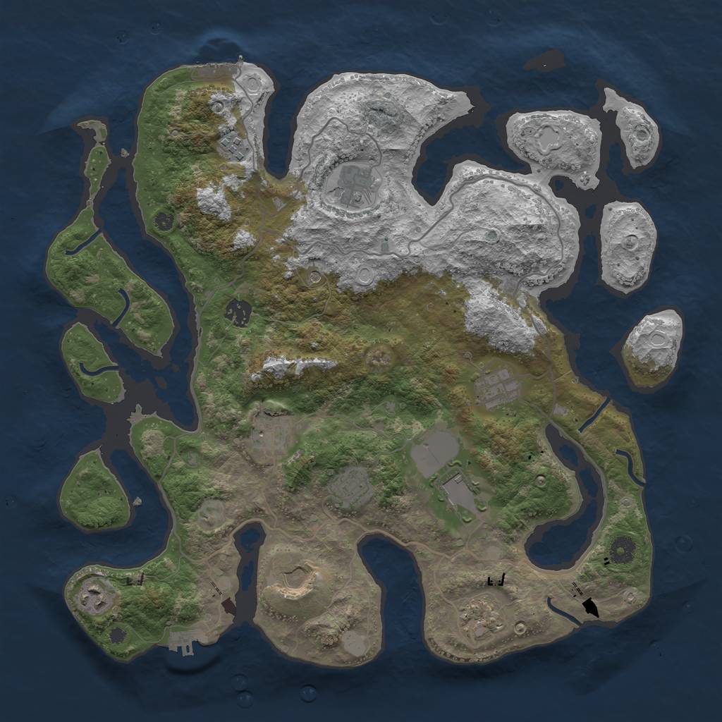 Rust Map: Procedural Map, Size: 4000, Seed: 950757307, 18 Monuments