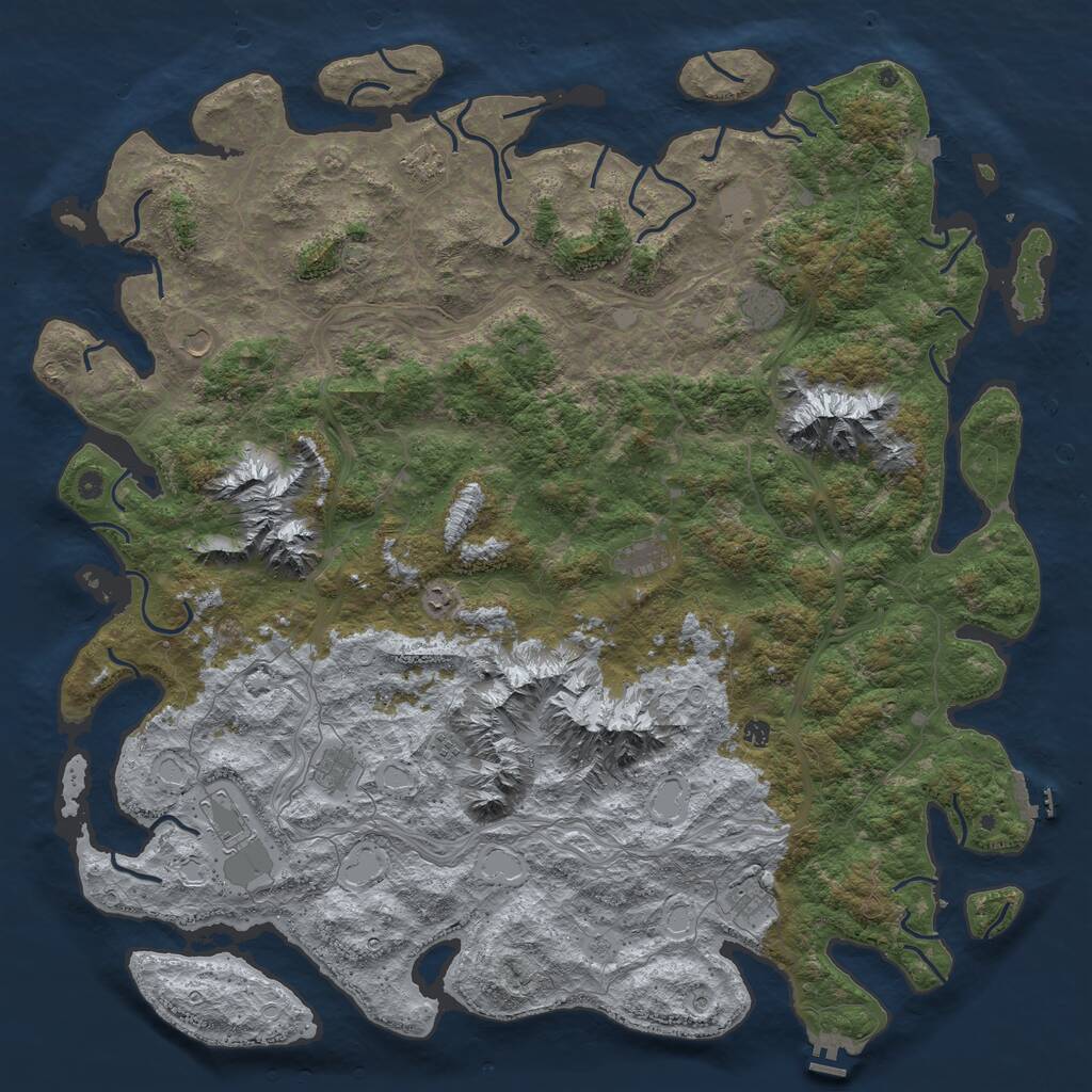 Rust Map: Procedural Map, Size: 6000, Seed: 4321, 17 Monuments