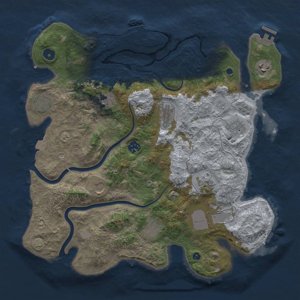 Rust Map: Procedural Map, Size: 3850, Seed: 1694083739, 17 Monuments