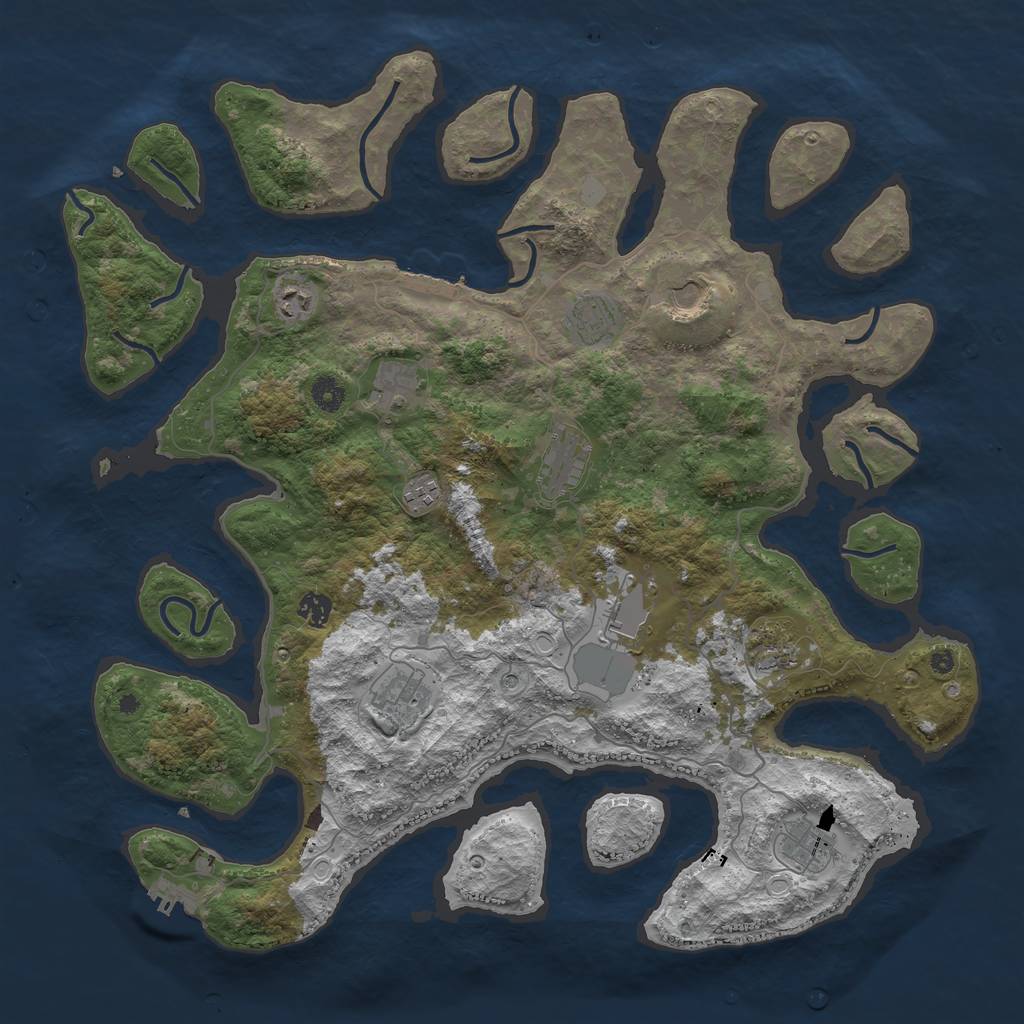 Rust Map: Procedural Map, Size: 4500, Seed: 1549985489, 19 Monuments