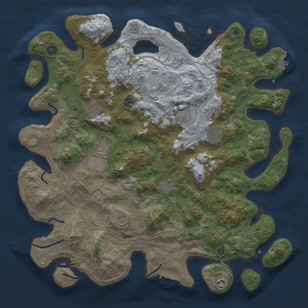 Rust Map: Procedural Map, Size: 4500, Seed: 1691651401, 16 Monuments