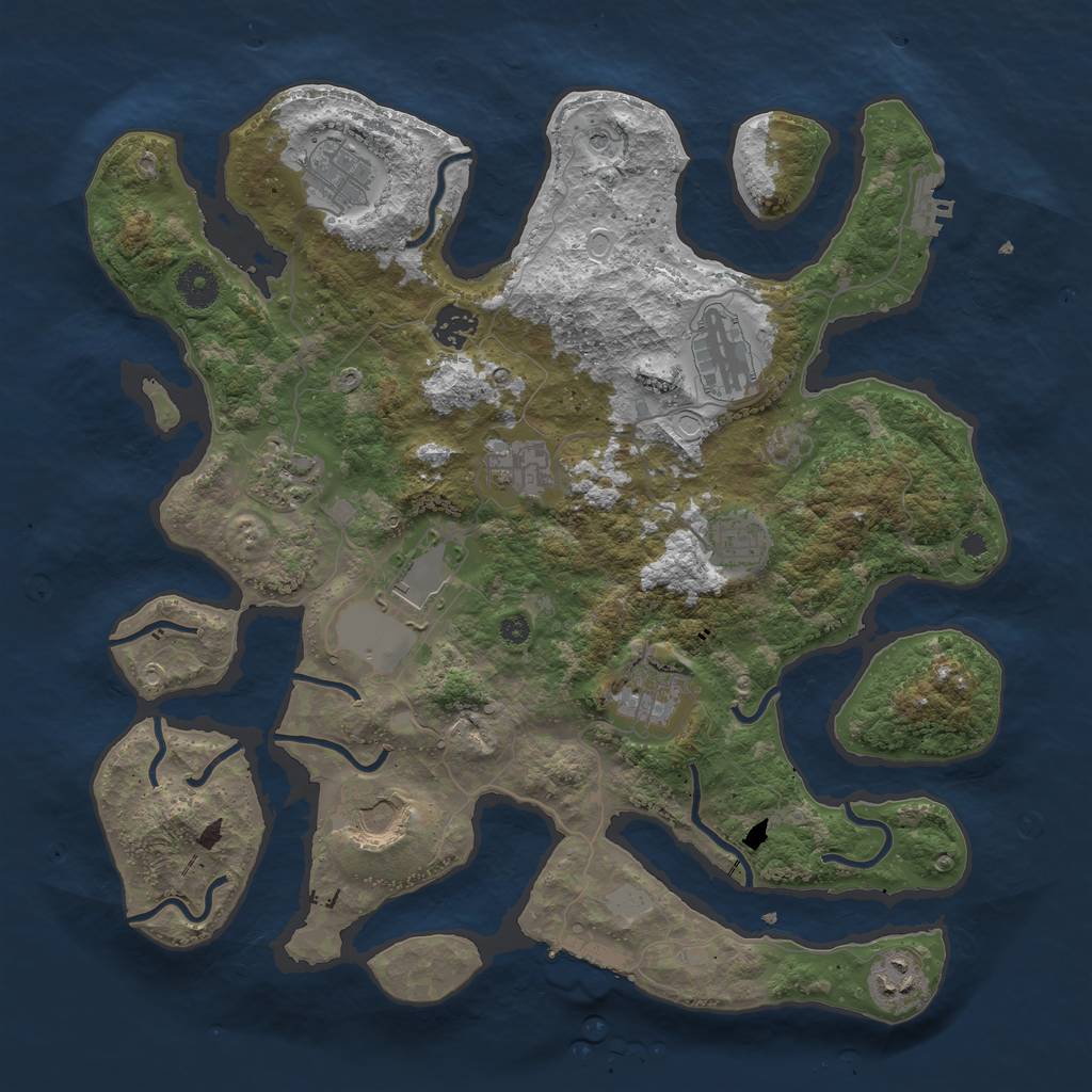 Rust Map: Procedural Map, Size: 3800, Seed: 2204355, 18 Monuments