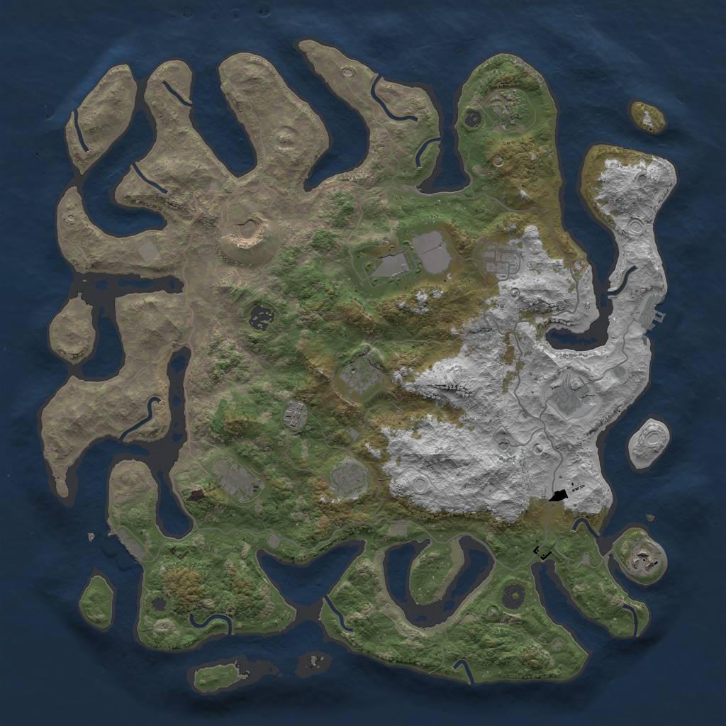 Rust Map: Procedural Map, Size: 4500, Seed: 6657888, 19 Monuments