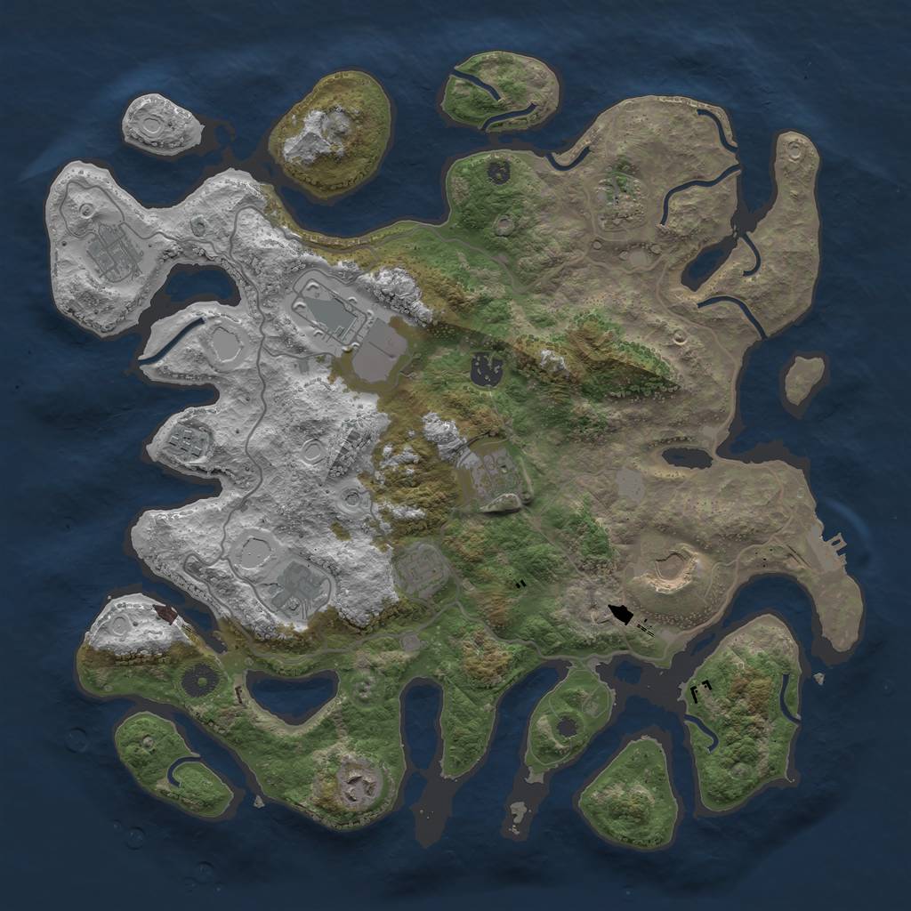 Rust Map: Procedural Map, Size: 4000, Seed: 292857, 17 Monuments