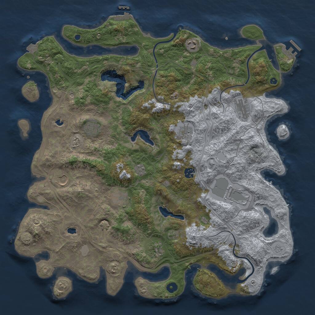 Rust Map: Procedural Map, Size: 4500, Seed: 1865330923, 16 Monuments