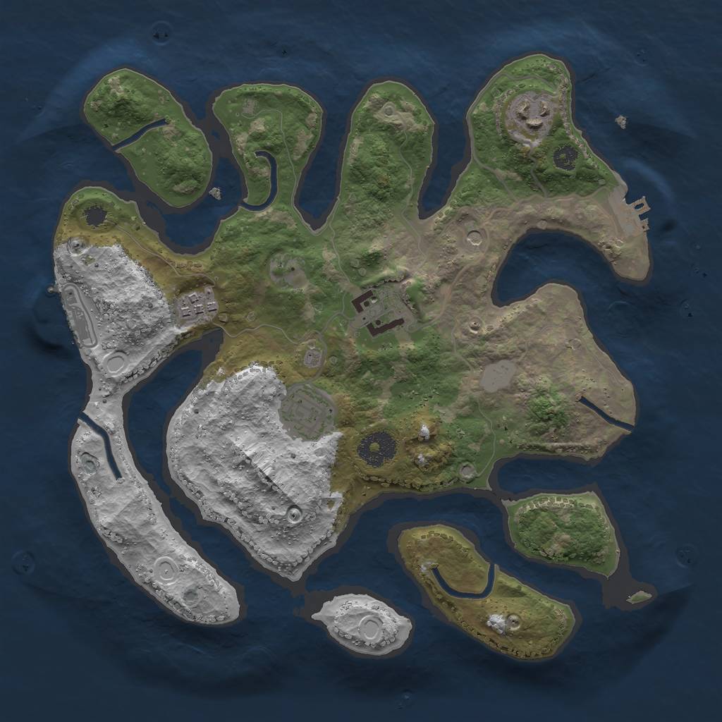Rust Map: Procedural Map, Size: 3000, Seed: 3252503, 12 Monuments