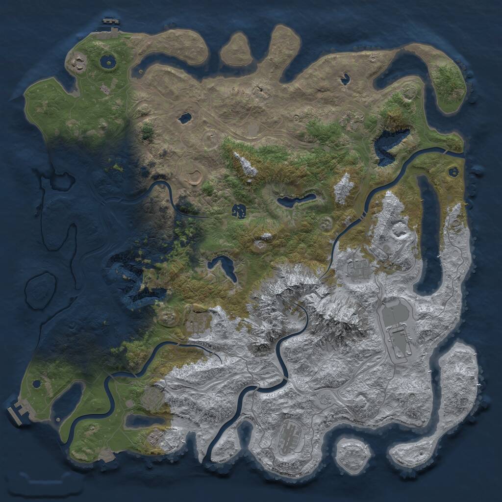 Rust Map: Procedural Map, Size: 5000, Seed: 6548, 16 Monuments