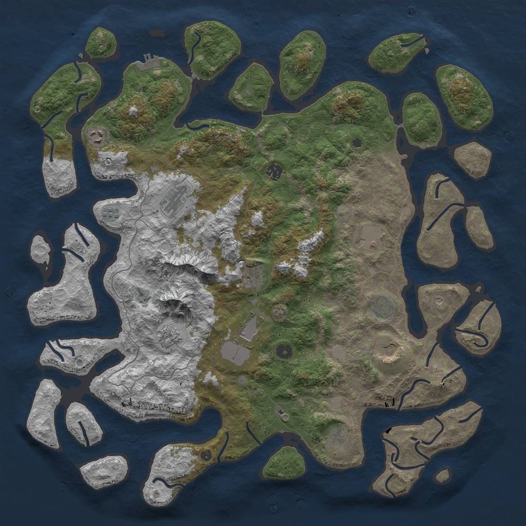 Rust Map: Procedural Map, Size: 5000, Seed: 99953, 18 Monuments