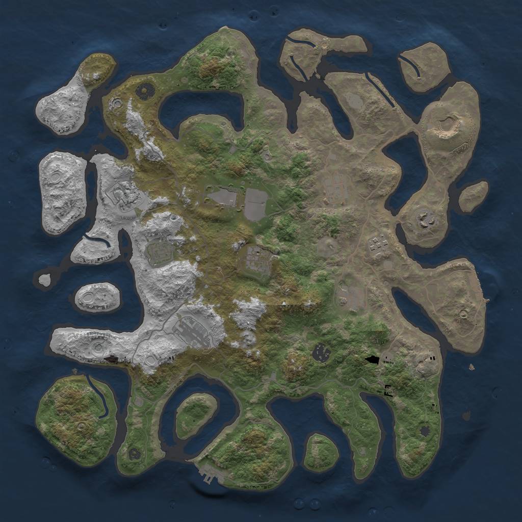 Rust Map: Procedural Map, Size: 4300, Seed: 524681449, 19 Monuments