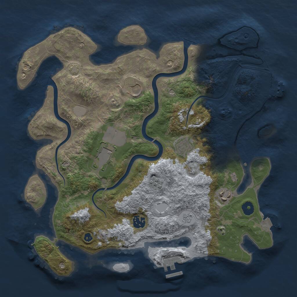 Rust Map: Procedural Map, Size: 3500, Seed: 299151599, 12 Monuments