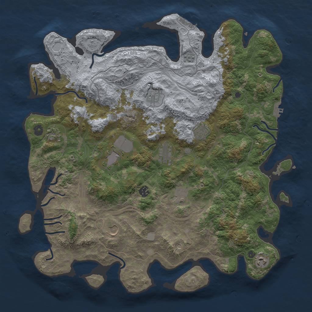 Rust Map: Procedural Map, Size: 4500, Seed: 105196504, 17 Monuments