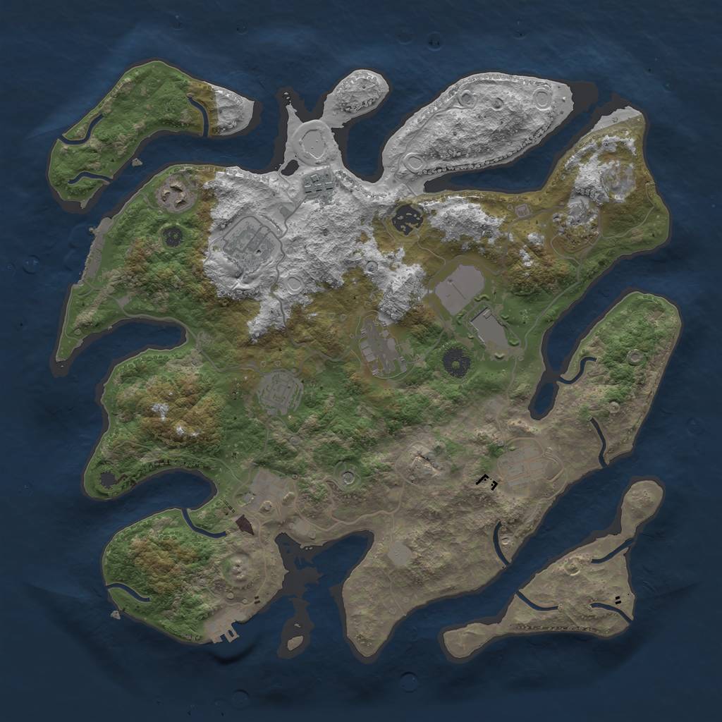 Rust Map: Procedural Map, Size: 3800, Seed: 16375911, 18 Monuments