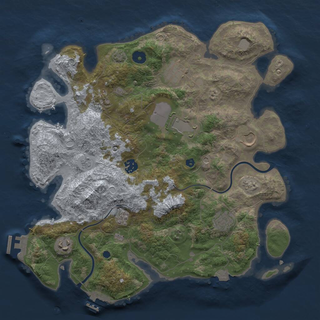 Rust Map: Procedural Map, Size: 3550, Seed: 419339, 14 Monuments