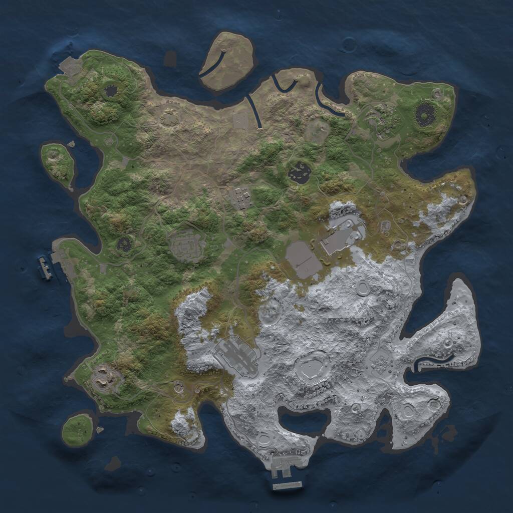 Rust Map: Procedural Map, Size: 3550, Seed: 165026, 13 Monuments