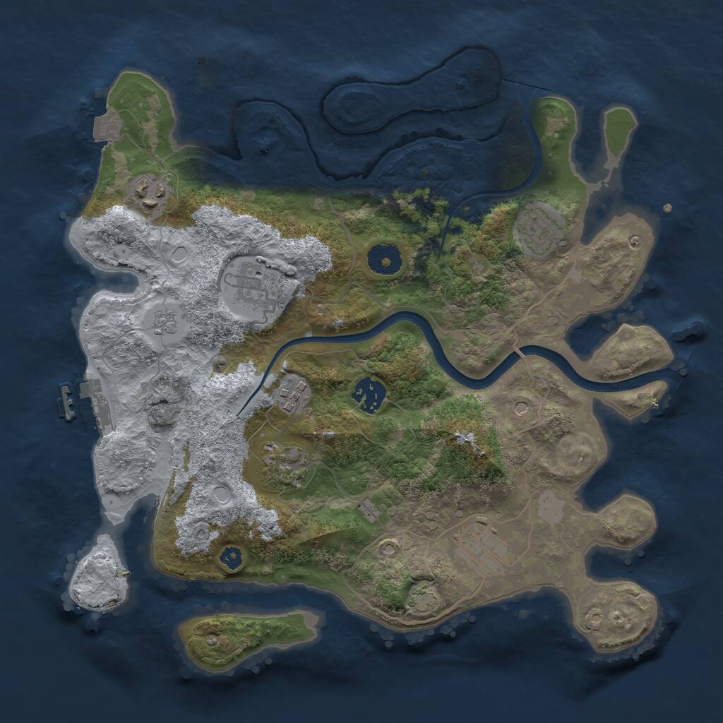 Rust Map: Procedural Map, Size: 3300, Seed: 1235896, 12 Monuments