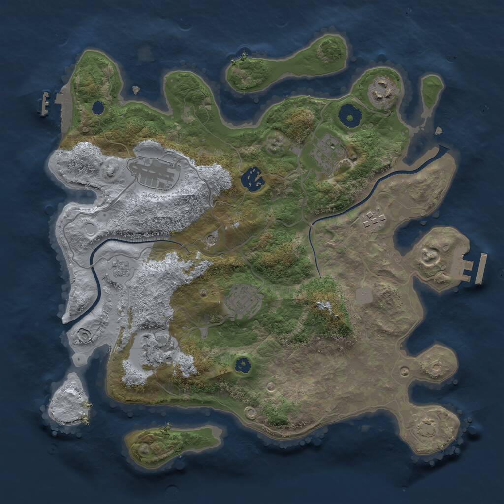Rust Map: Procedural Map, Size: 3300, Seed: 1235896, 13 Monuments