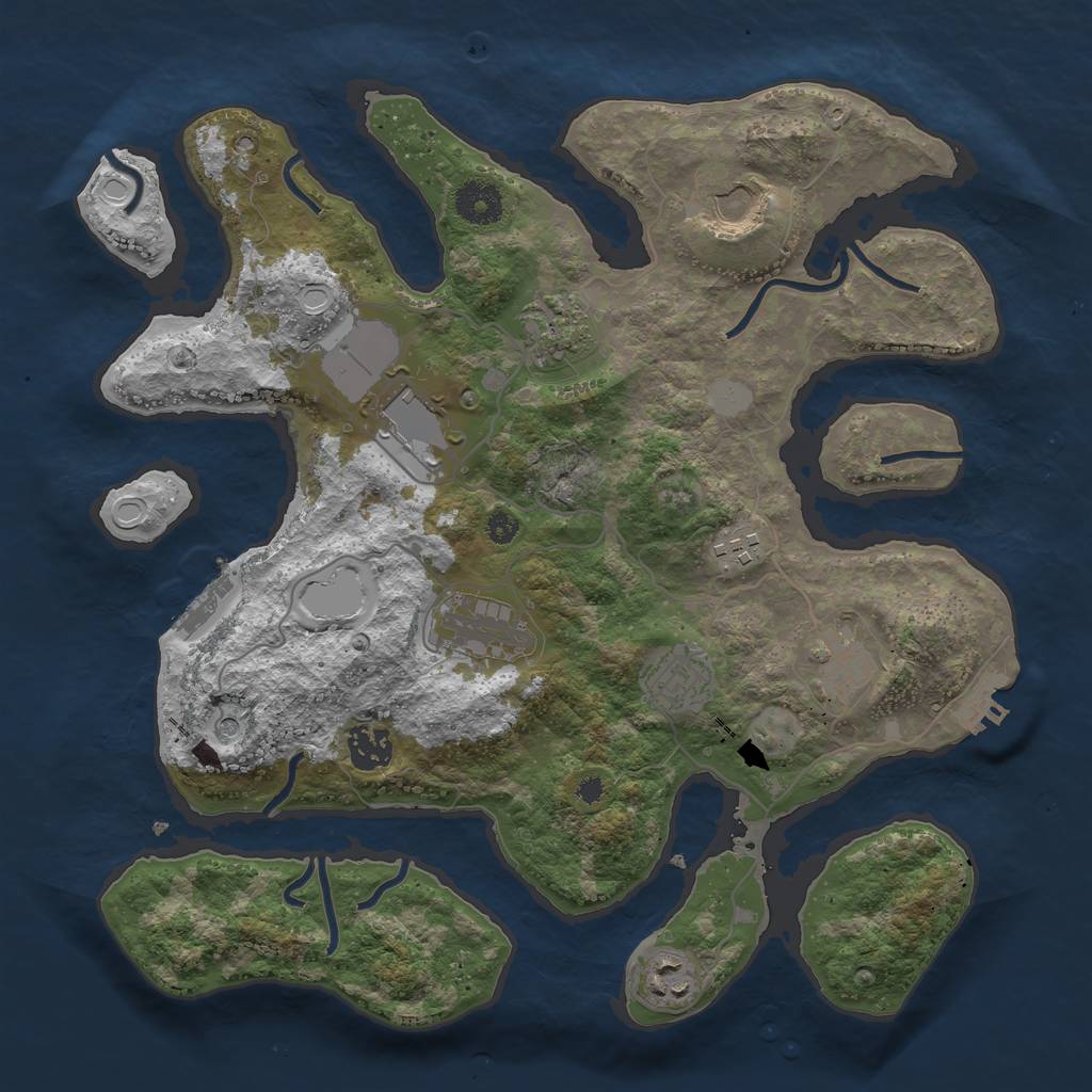 Rust Map: Procedural Map, Size: 3550, Seed: 897734, 17 Monuments