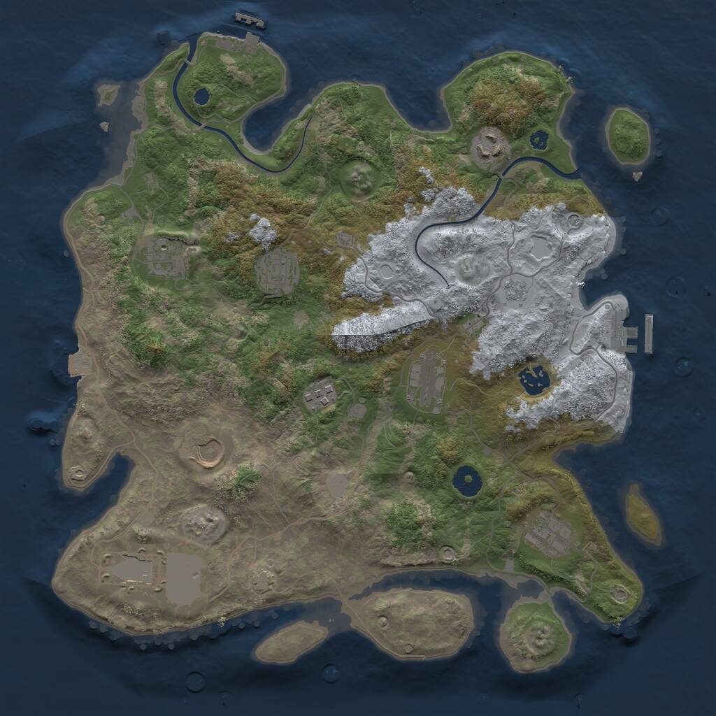 Rust Map: Procedural Map, Size: 3700, Seed: 2122956640, 15 Monuments