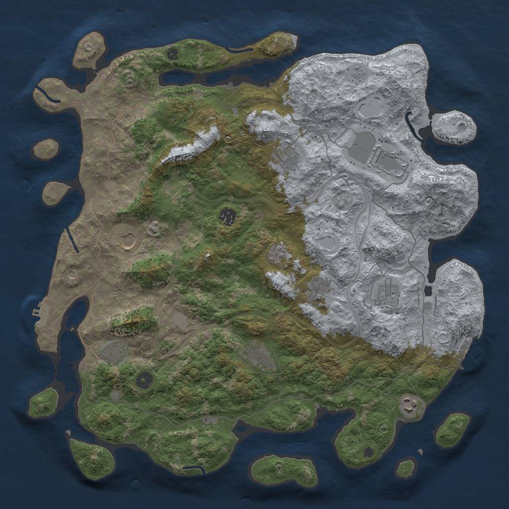 Rust Map: Procedural Map, Size: 4500, Seed: 3332, 17 Monuments