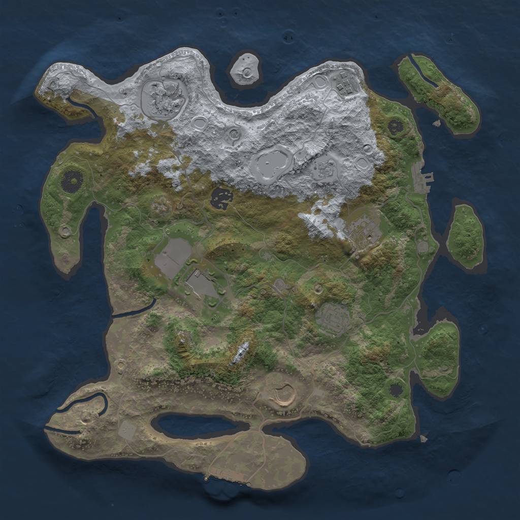 Rust Map: Procedural Map, Size: 3500, Seed: 812145750, 14 Monuments