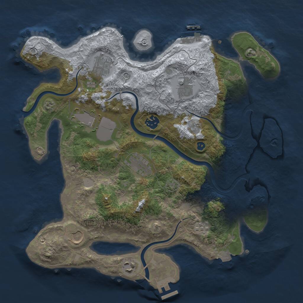 Rust Map: Procedural Map, Size: 3500, Seed: 812145750, 13 Monuments