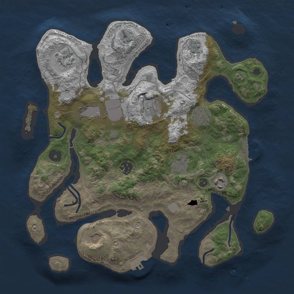 Rust Map: Procedural Map, Size: 3500, Seed: 199944351, 17 Monuments