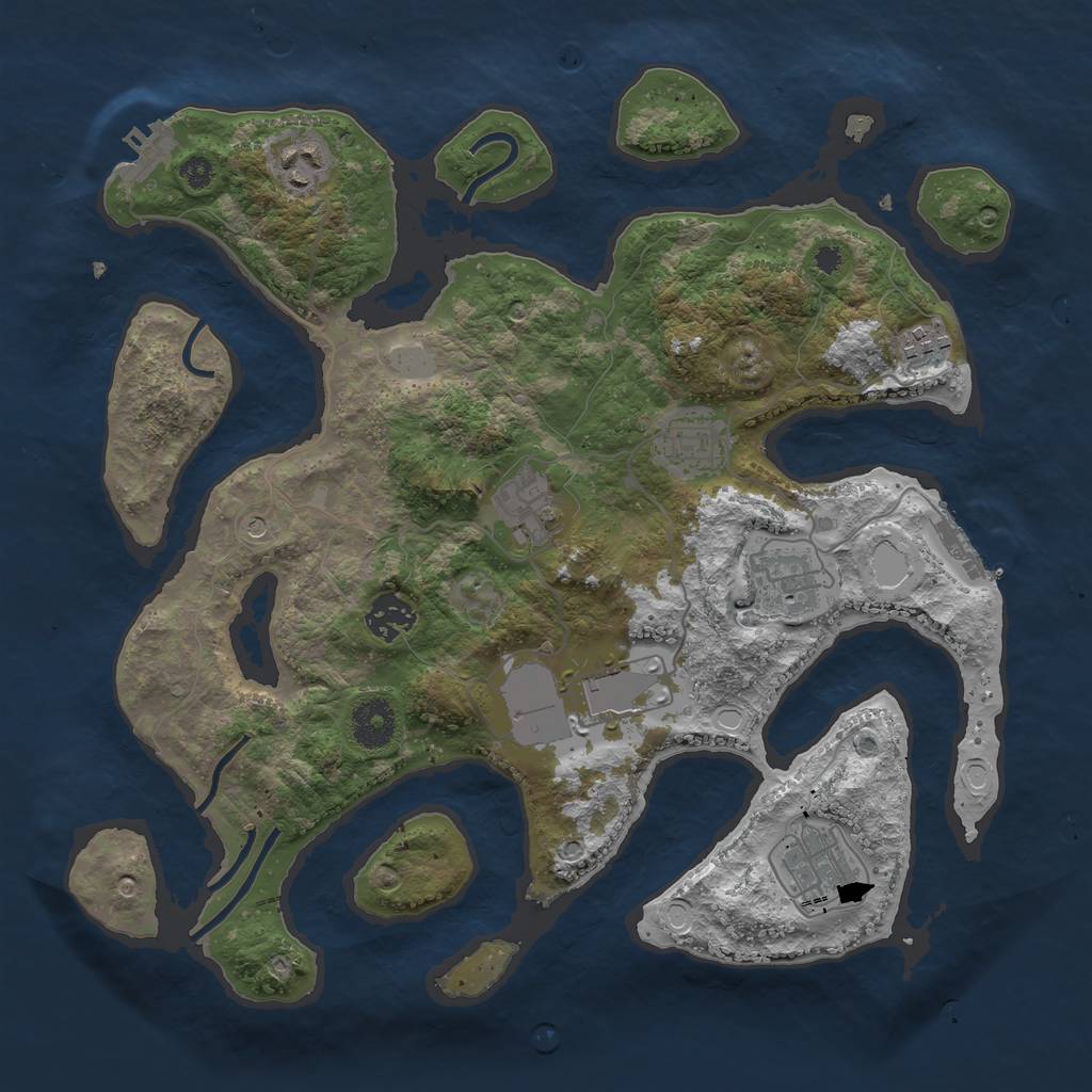 Rust Map: Procedural Map, Size: 3500, Seed: 1922605856, 16 Monuments