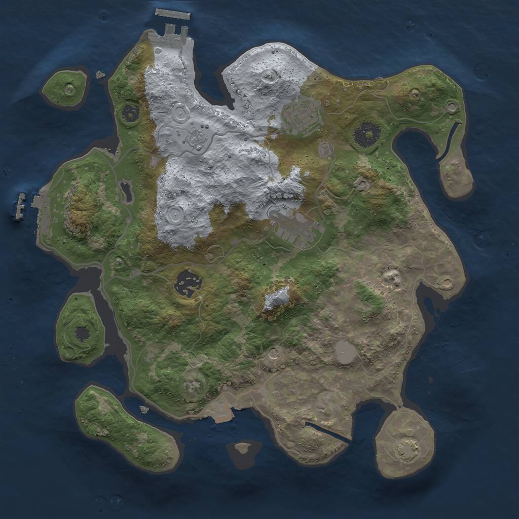 Rust Map: Procedural Map, Size: 3000, Seed: 12651, 9 Monuments
