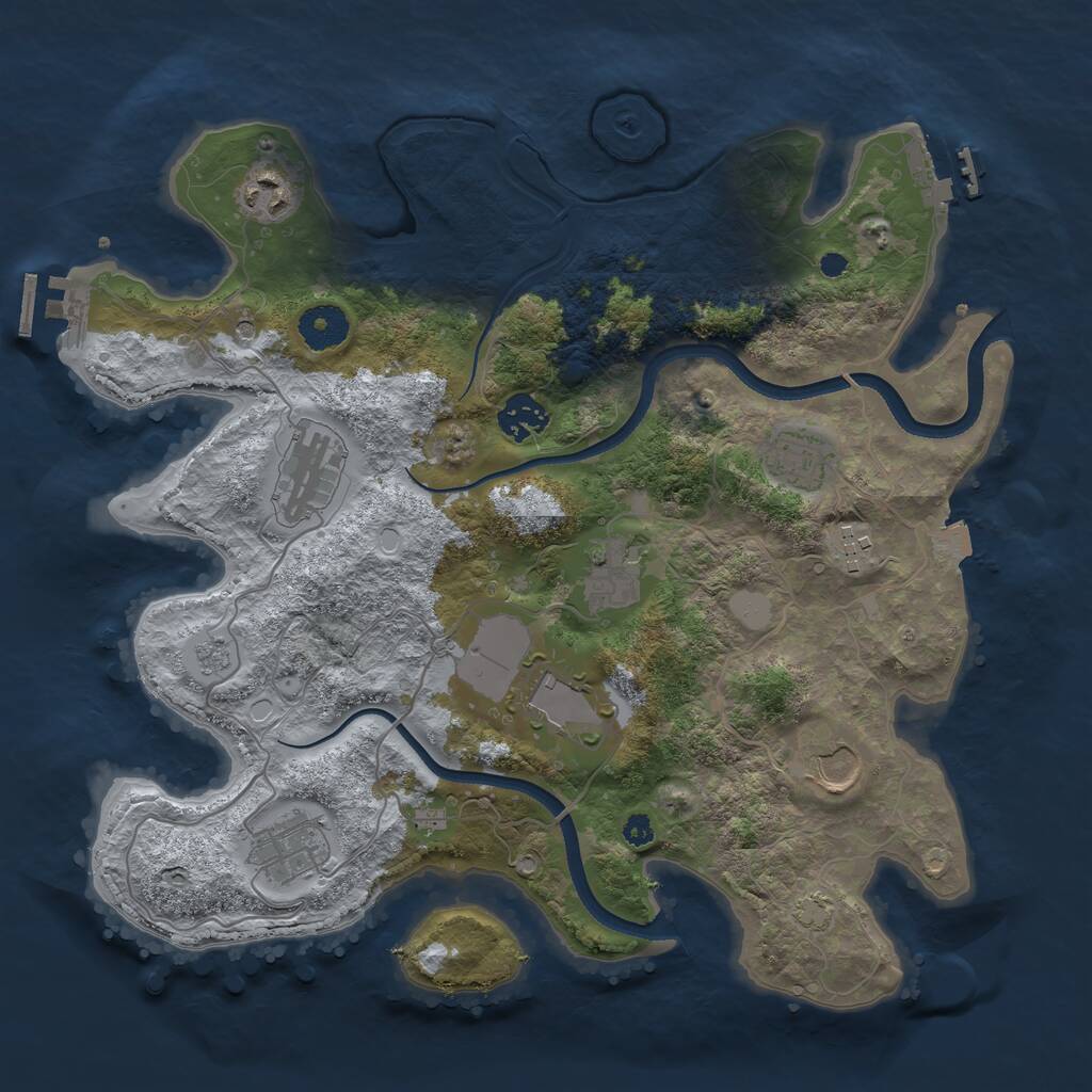 Rust Map: Procedural Map, Size: 3500, Seed: 54781, 15 Monuments