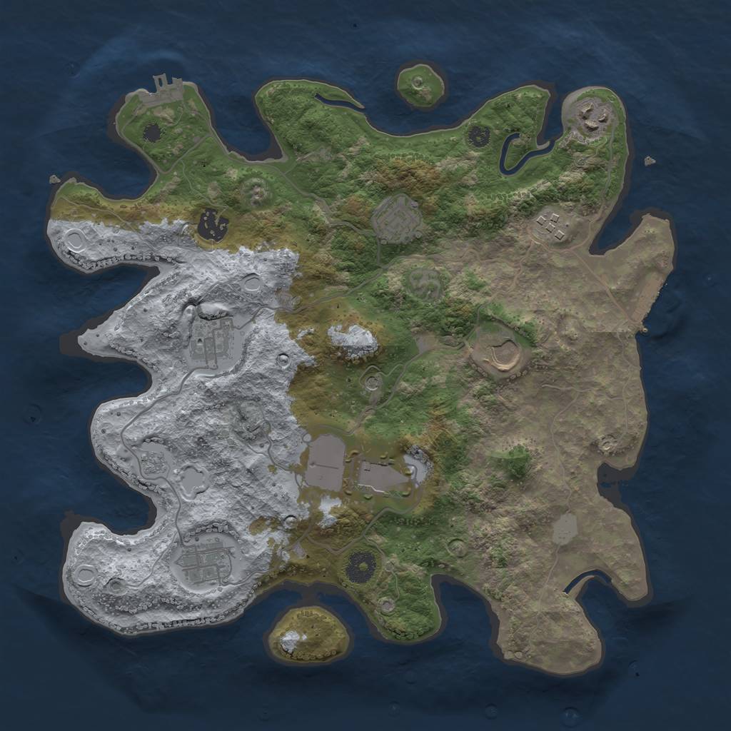 Rust Map: Procedural Map, Size: 3500, Seed: 54781, 15 Monuments