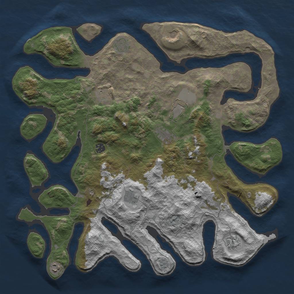 Rust Map: Barren, Size: 4500, Seed: 1479233407, 13 Monuments