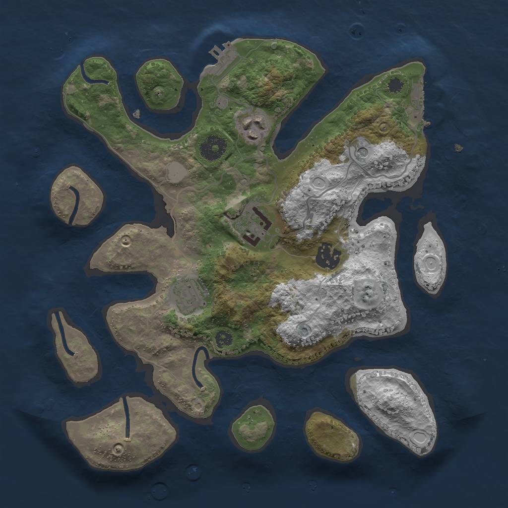 Rust Map: Procedural Map, Size: 3000, Seed: 191600, 12 Monuments