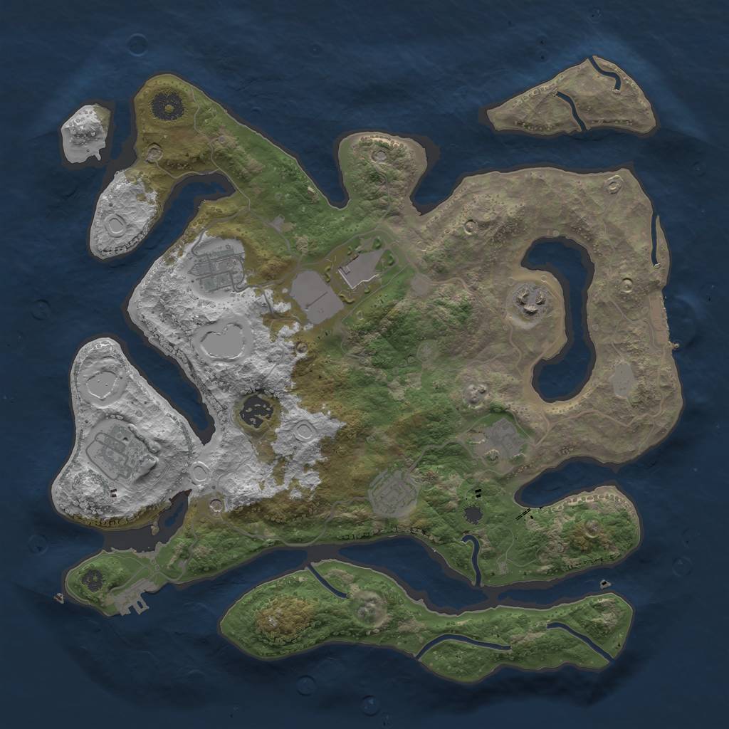 Rust Map: Procedural Map, Size: 3550, Seed: 295131, 15 Monuments