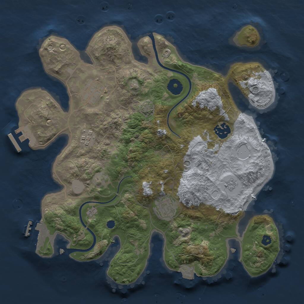 Rust Map: Procedural Map, Size: 3000, Seed: 405342, 10 Monuments