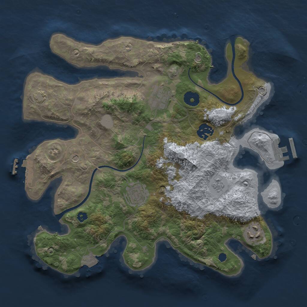 Rust Map: Procedural Map, Size: 3000, Seed: 897132, 10 Monuments