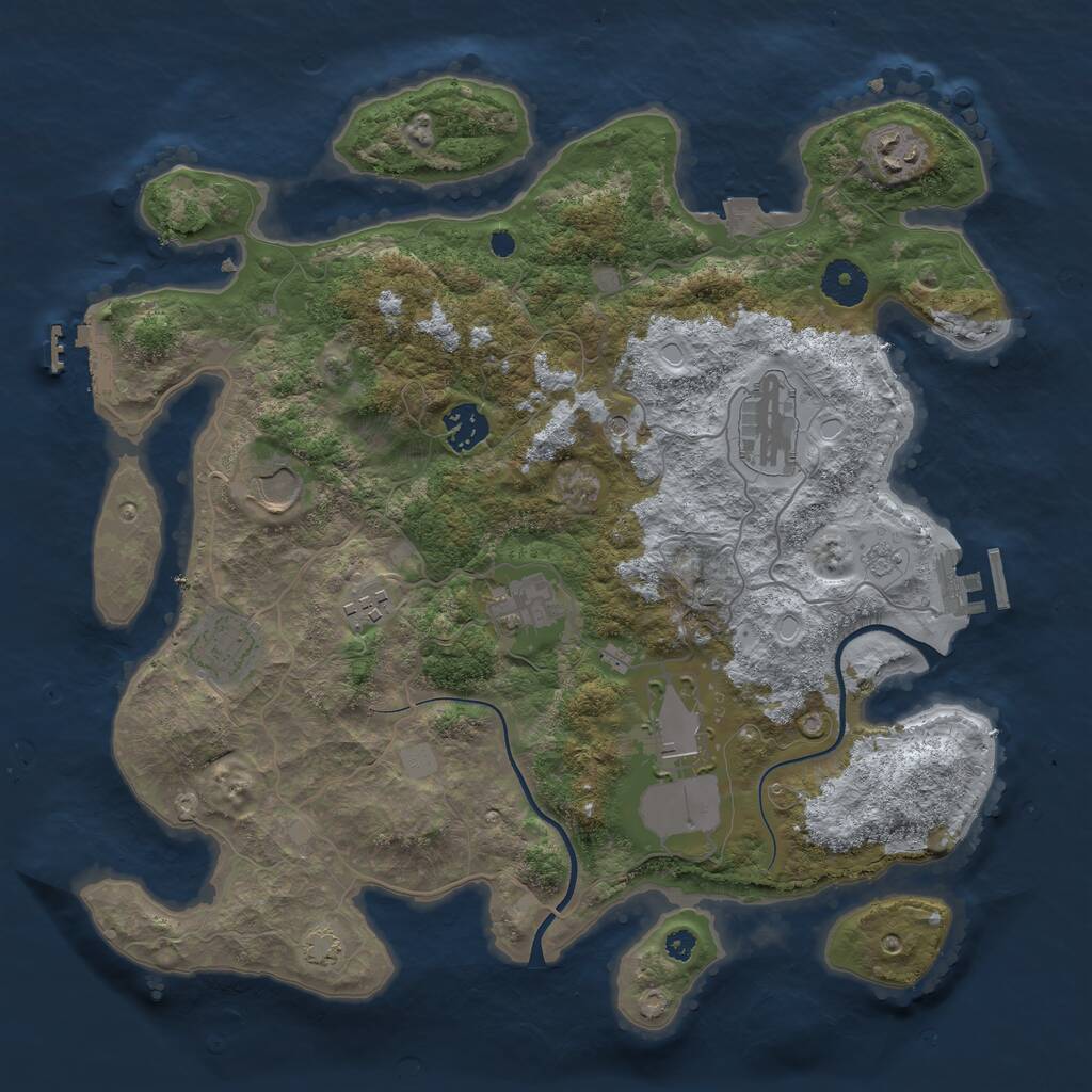 Rust Map: Procedural Map, Size: 3600, Seed: 23532, 14 Monuments