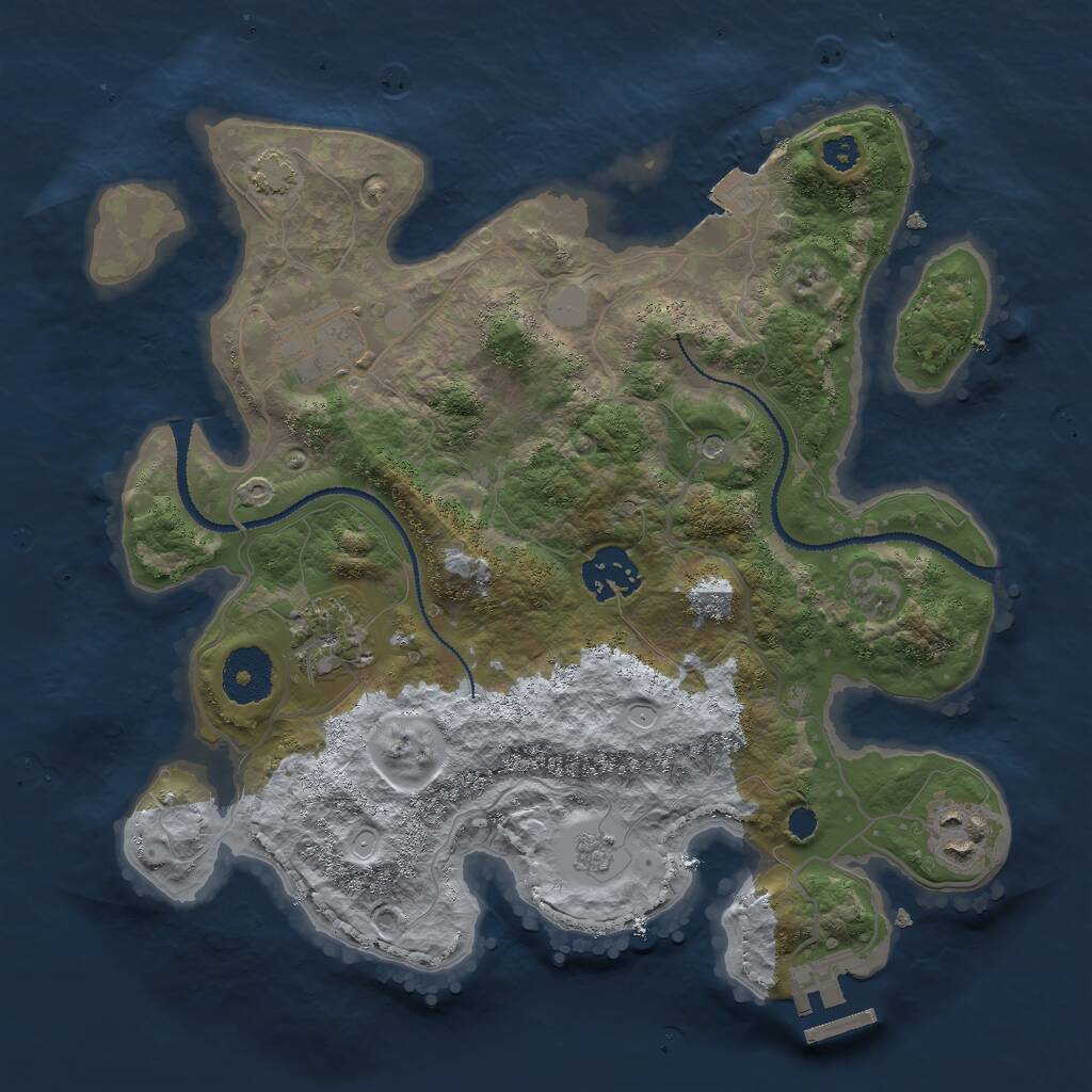 Rust Map: Procedural Map, Size: 3000, Seed: 724204, 9 Monuments