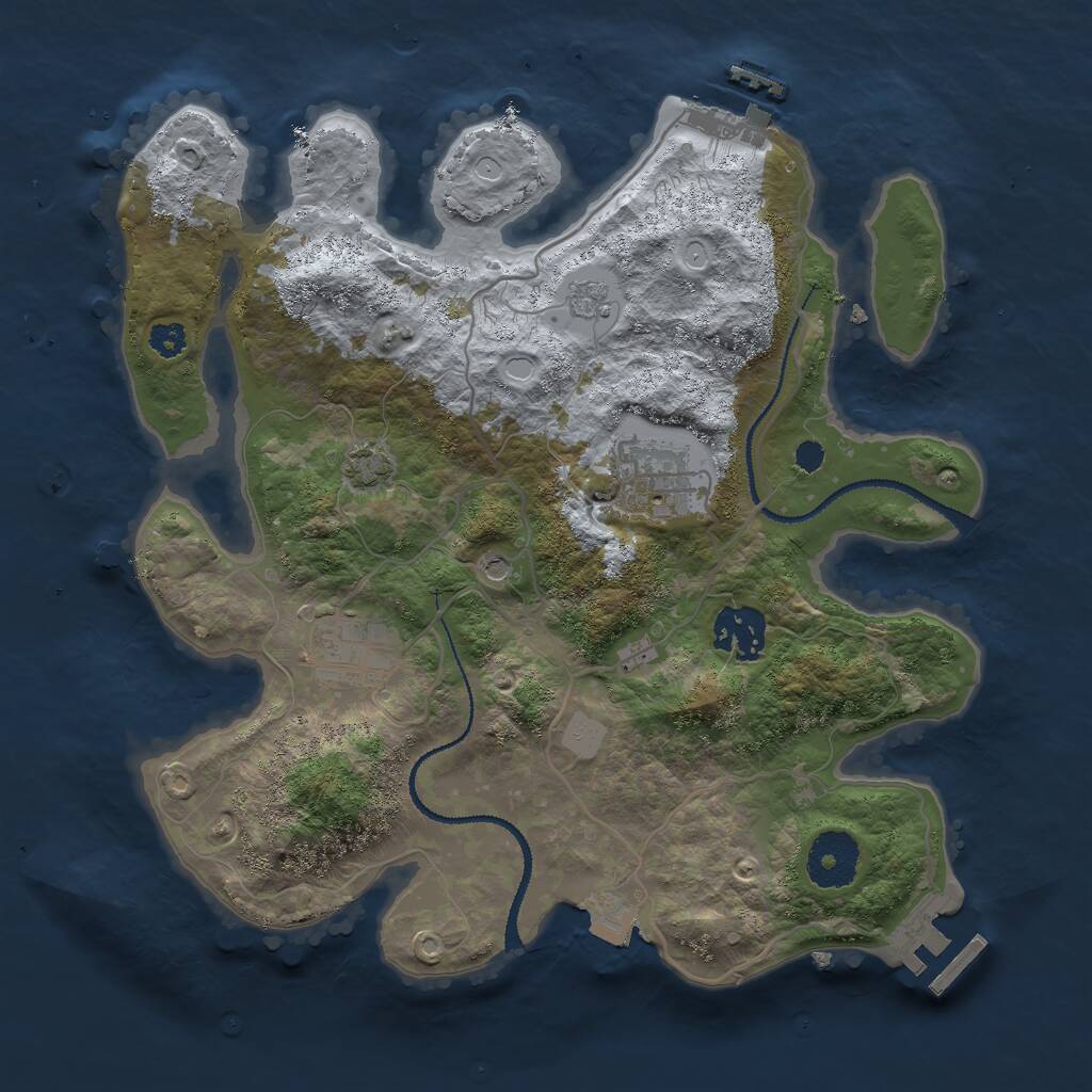 Rust Map: Procedural Map, Size: 3000, Seed: 497378, 9 Monuments