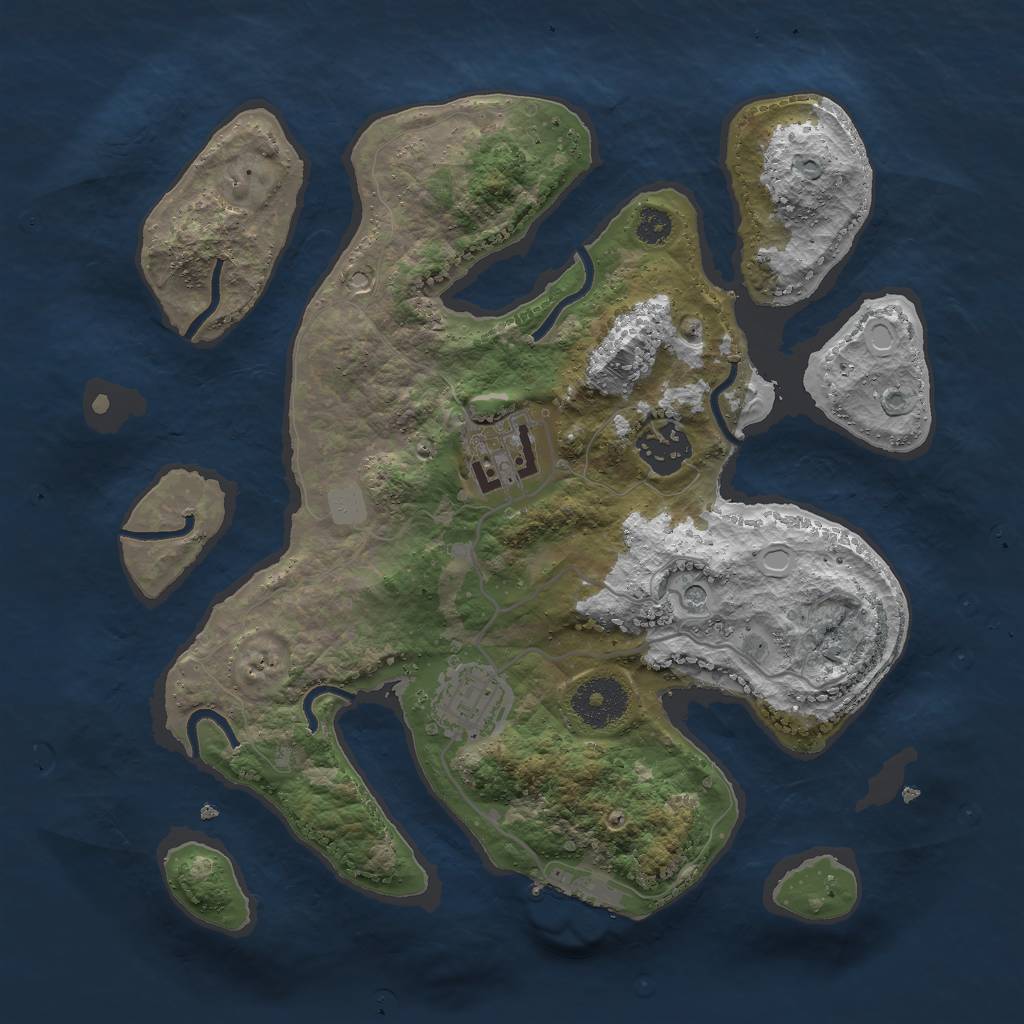 Rust Map: Procedural Map, Size: 3000, Seed: 718691, 10 Monuments