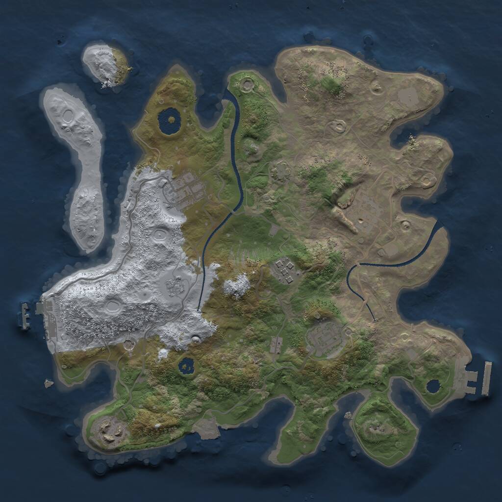 Rust Map: Procedural Map, Size: 3000, Seed: 607761, 11 Monuments