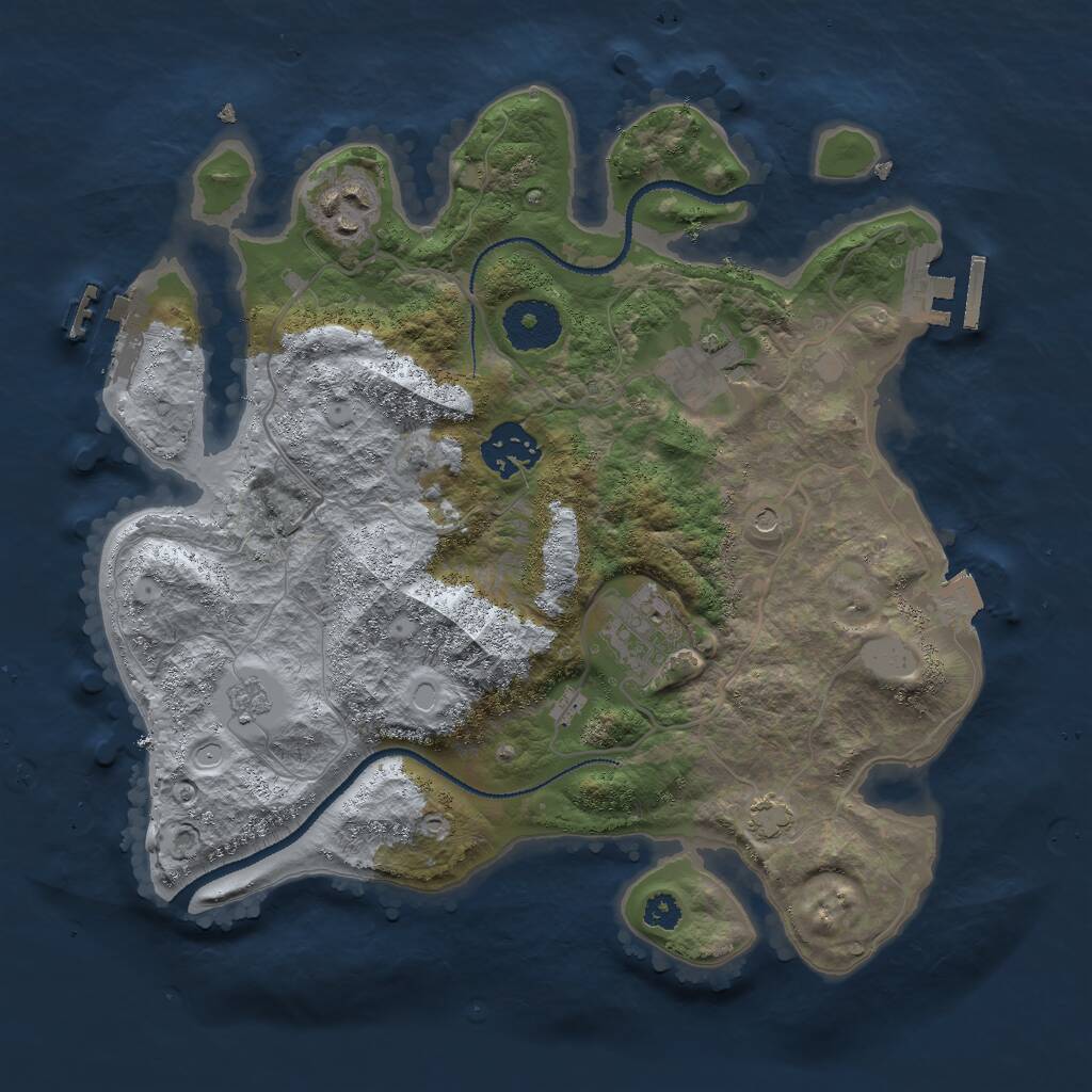 Rust Map: Procedural Map, Size: 3000, Seed: 309094, 10 Monuments