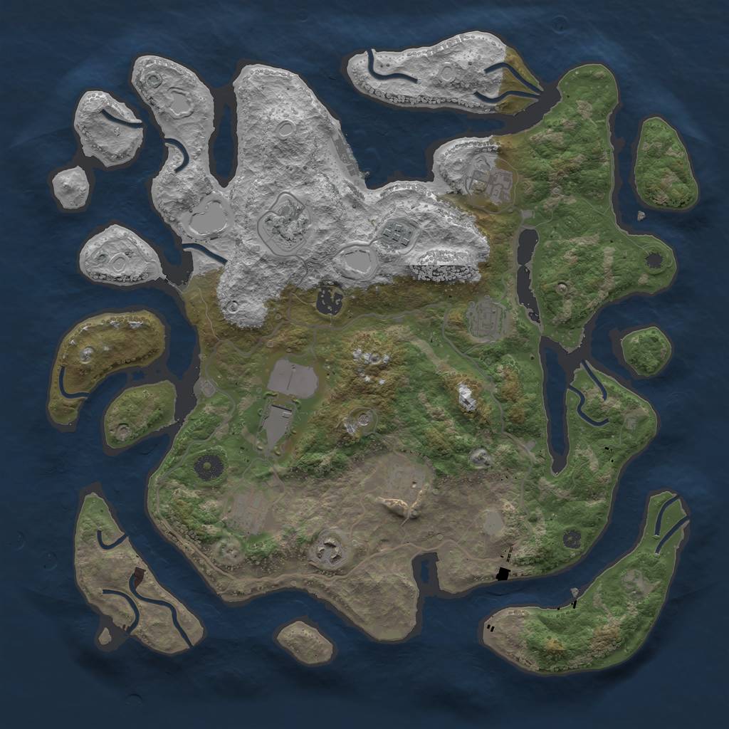 Rust Map: Procedural Map, Size: 4000, Seed: 750850, 16 Monuments