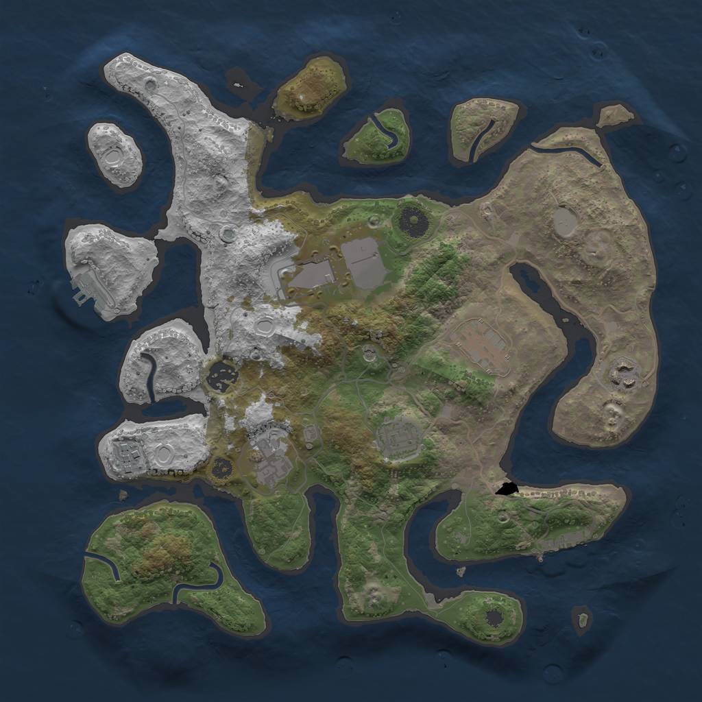 Rust Map: Procedural Map, Size: 3550, Seed: 74496, 15 Monuments