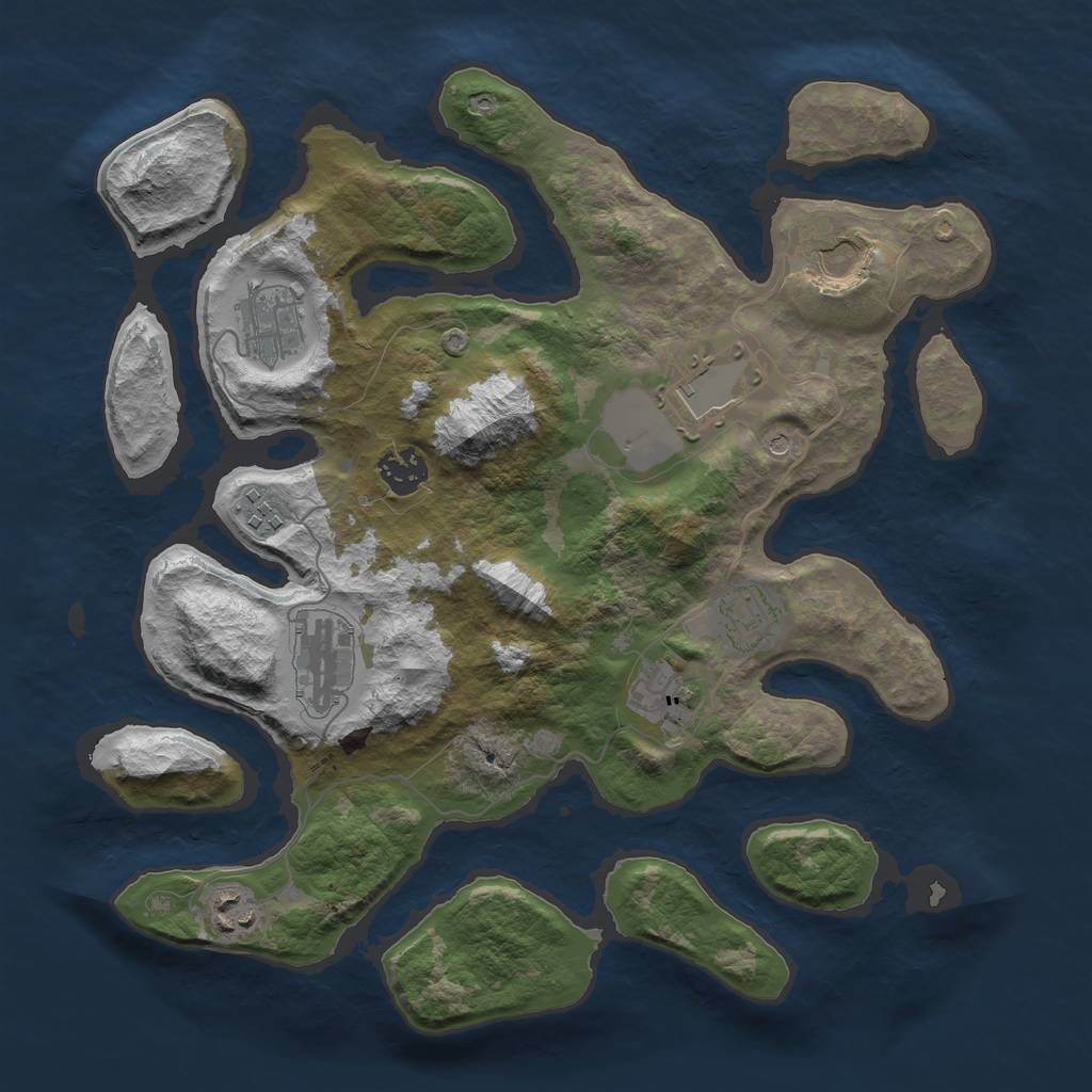 Rust Map: Barren, Size: 3500, Seed: 140, 12 Monuments