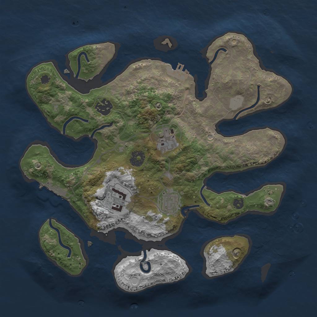 Rust Map: Procedural Map, Size: 3000, Seed: 104660, 11 Monuments
