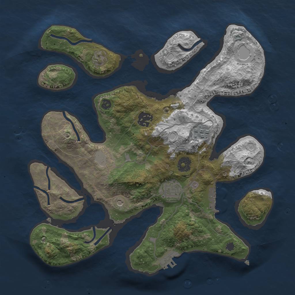 Rust Map: Procedural Map, Size: 3000, Seed: 45789234, 11 Monuments