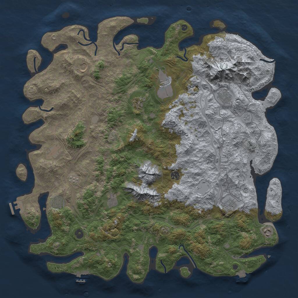 Rust Map: Procedural Map, Size: 5000, Seed: 54068049, 17 Monuments